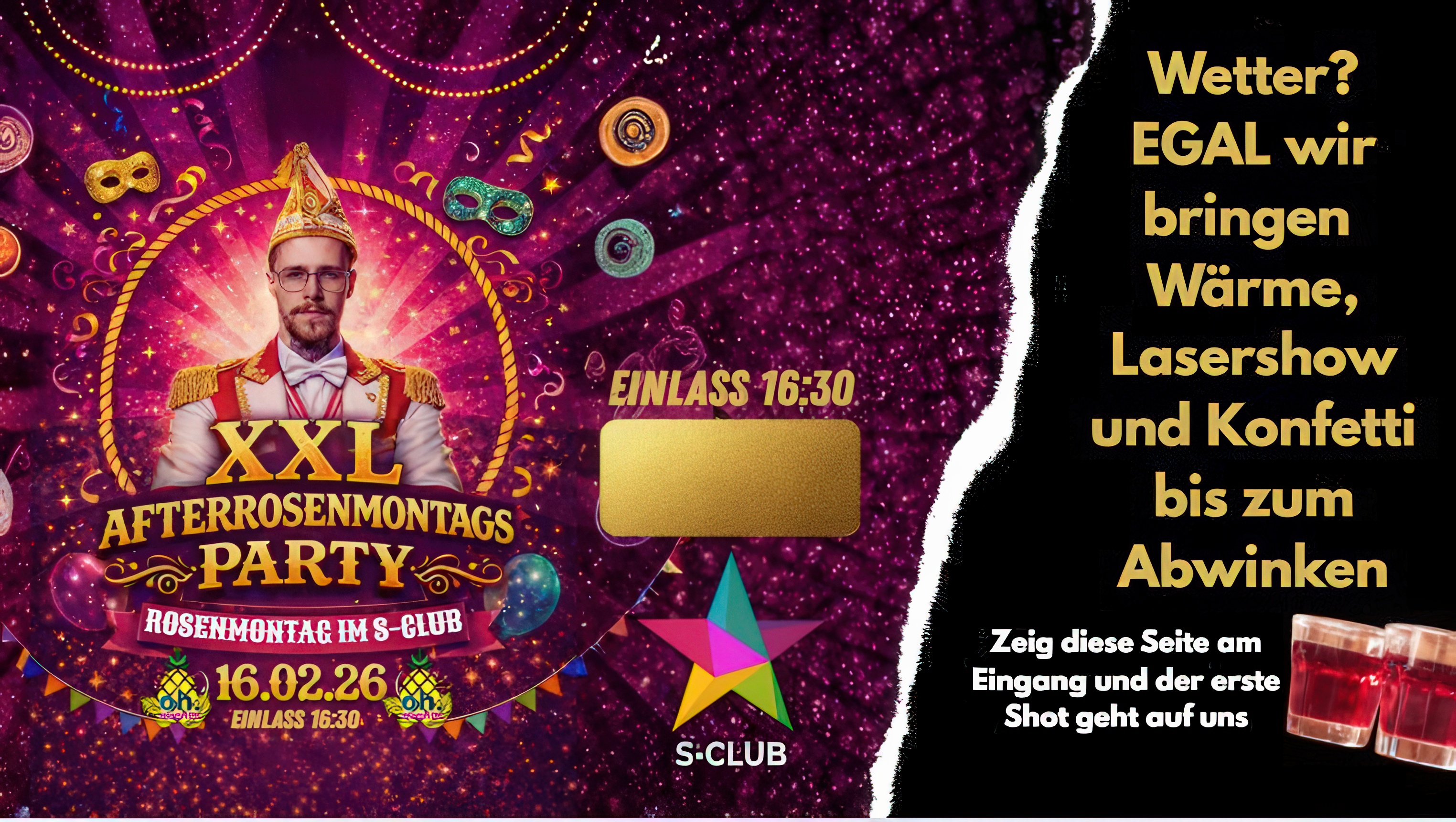 S-Club Fulda XXL Afterrosenmontags Party Flyer